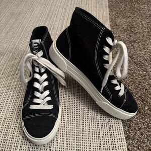 MIU MIU black canvas high top sneakers